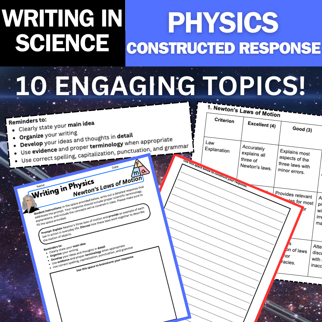 Physics Writing Prompts & Constructed Response Assignments