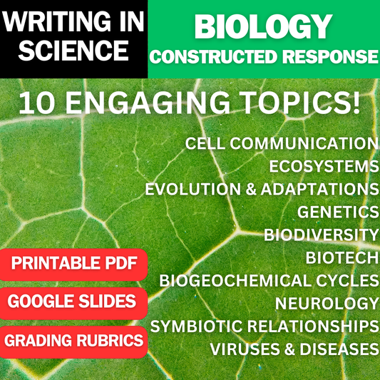 Biology Writing Prompts & Constructed Response Assignments