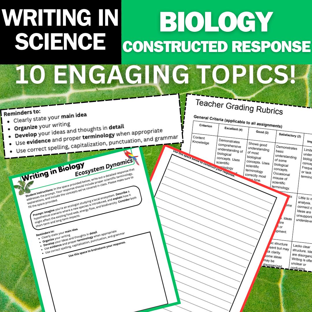 Biology Writing Prompts & Constructed Response Assignments