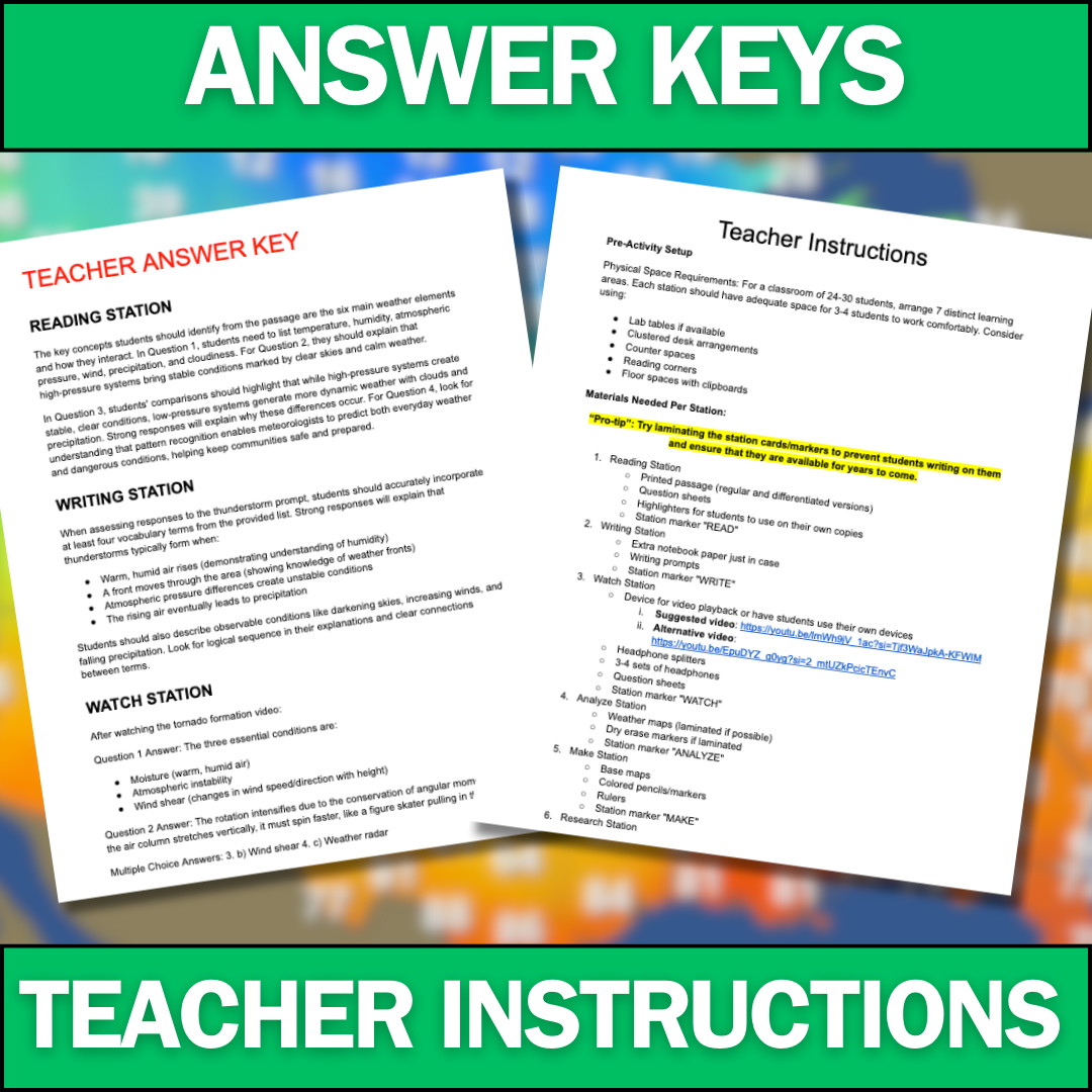 Weather & Storms - Student Lab Stations Activity - Middle School Science